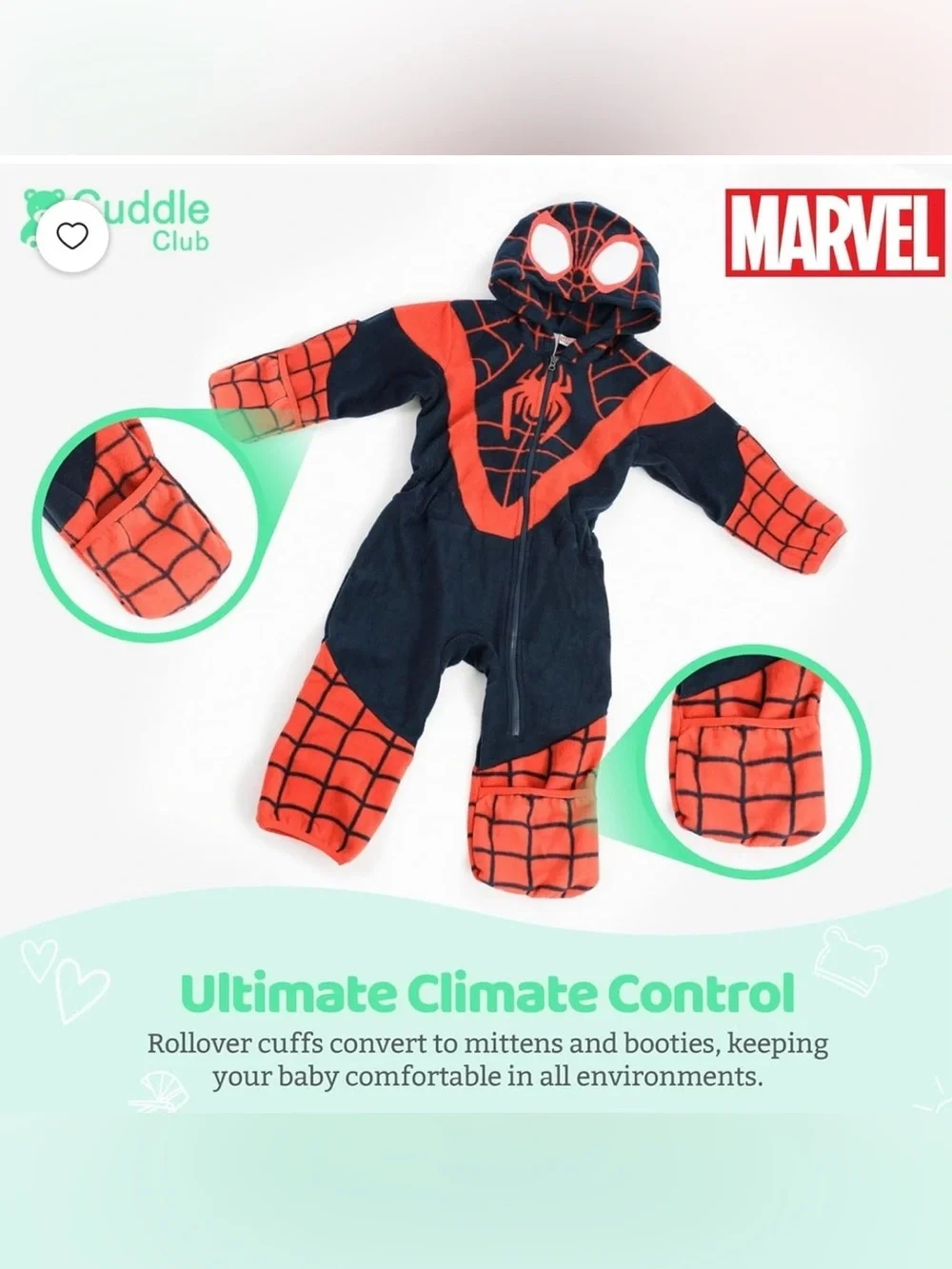 Cuddle Club Marvel Spider-Man Fleece Onesie/Costume | Blue/Red Size 3T Unisex